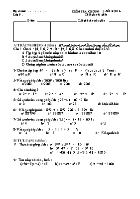 Kiểm tra 45 phút chương I - Số học 6